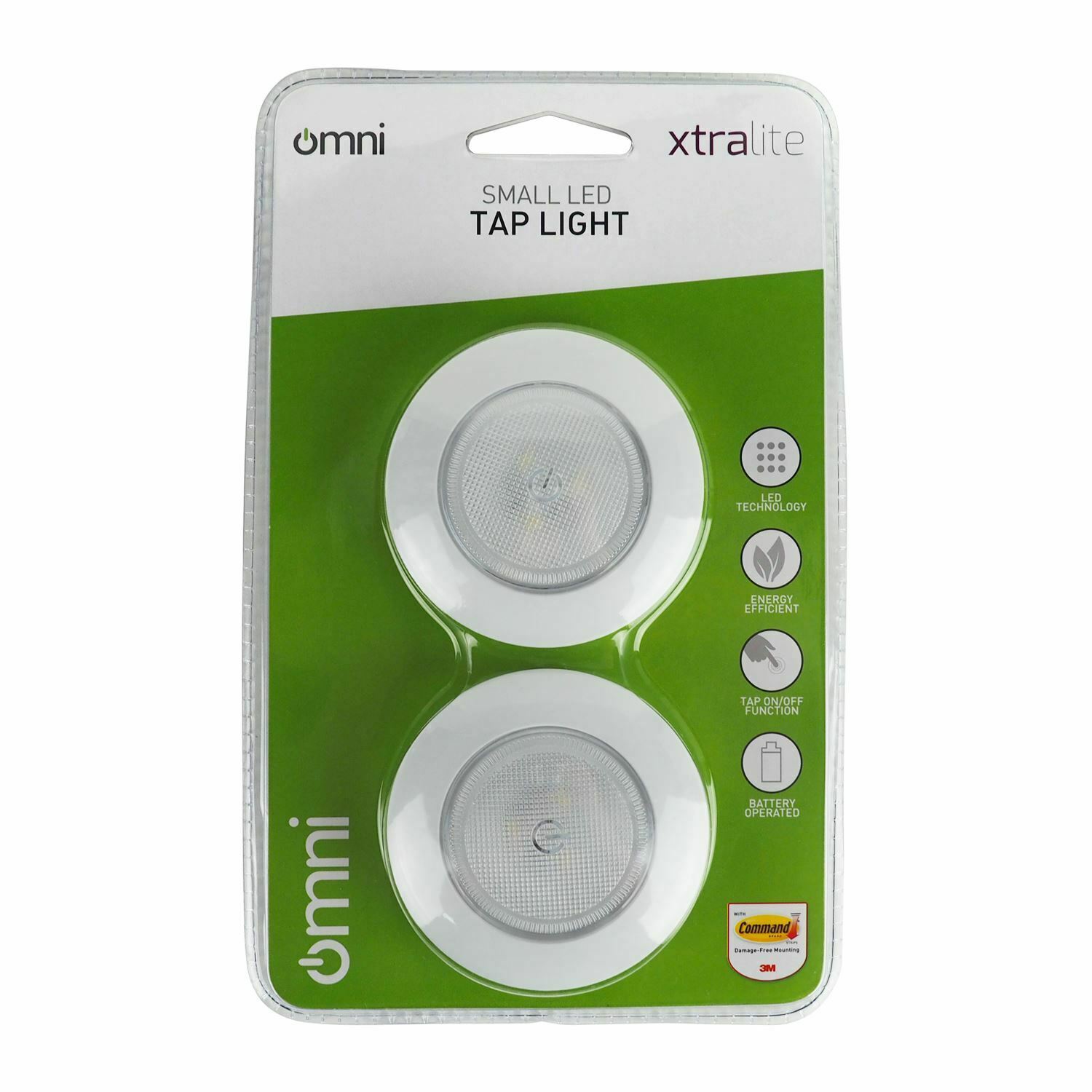 2 Pack Xtralite Omni Small 7.5cm 3 LED White Tap Light