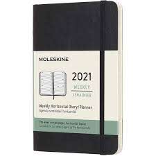 2021-12 Month Weekly Horizontal Pocket Black Soft Cover