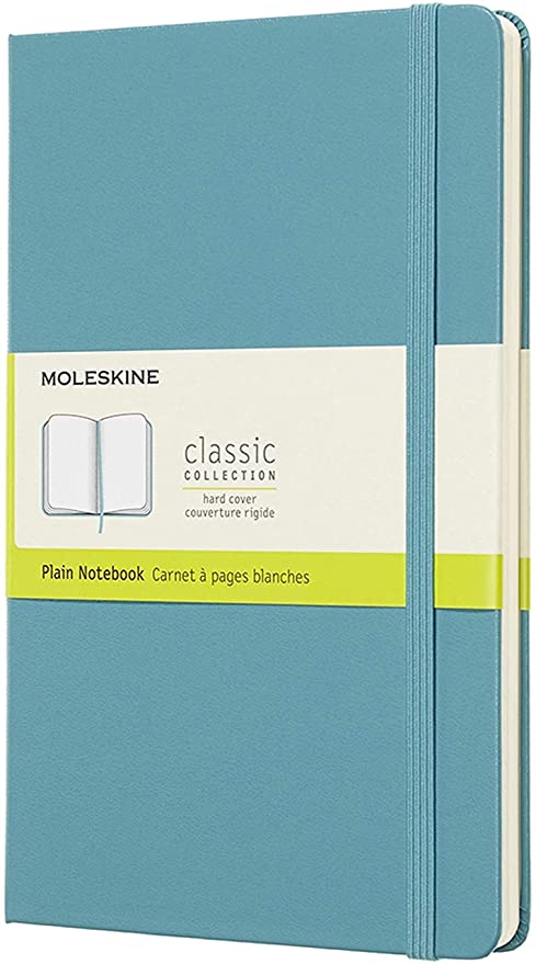 Moleskine Classic Plain Paper Notebook - Coral Reef Blue- Hardcover 13x21cm