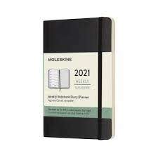 2021- 12 Month Weekly Notebook Pocket Black Soft