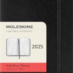 Moleskine Daily Planner 12-Month Daily Agenda 2025, Soft Cover, BlackColor, Pocket Size